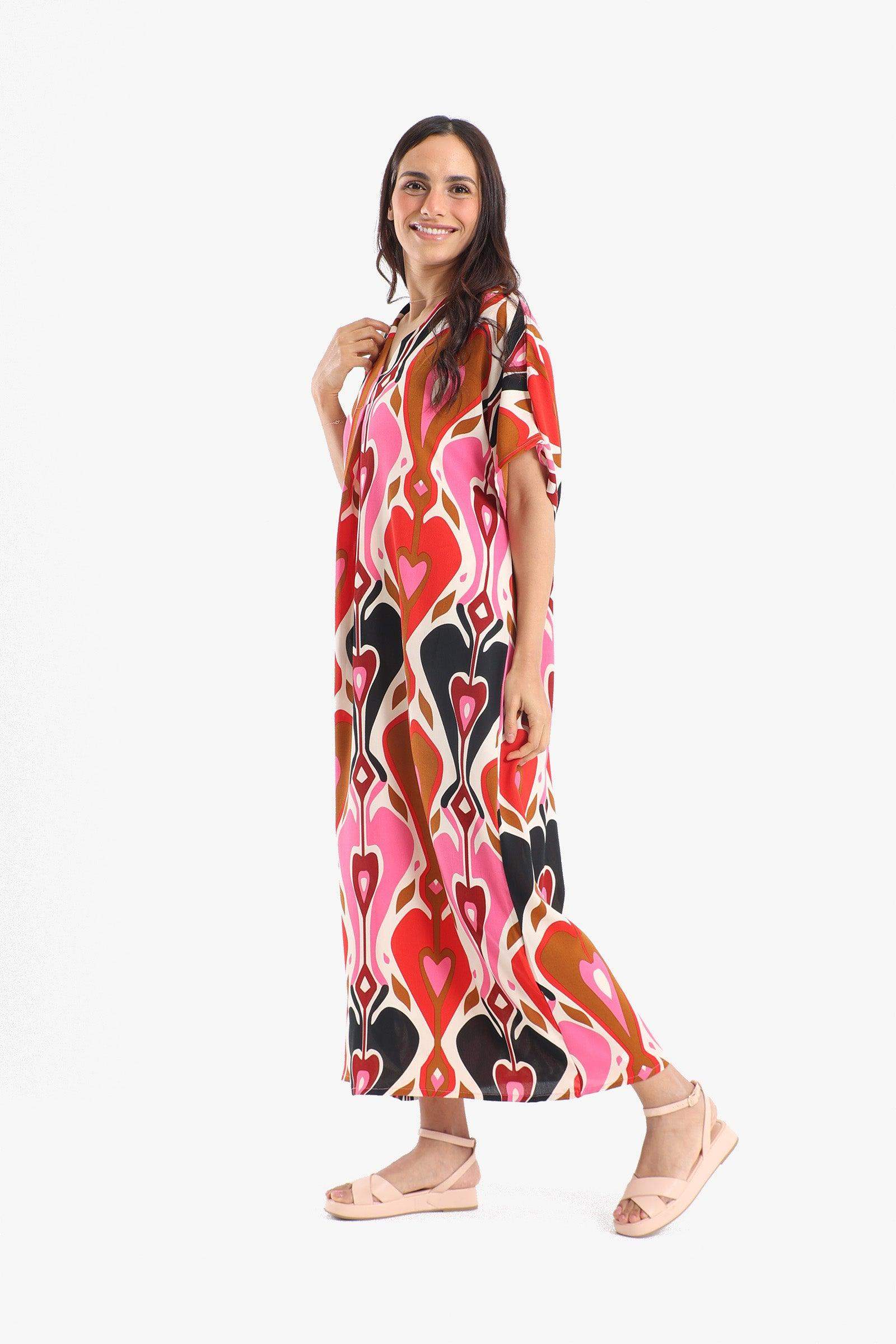 Colored Heart Printed Dress - Carina - كارينا