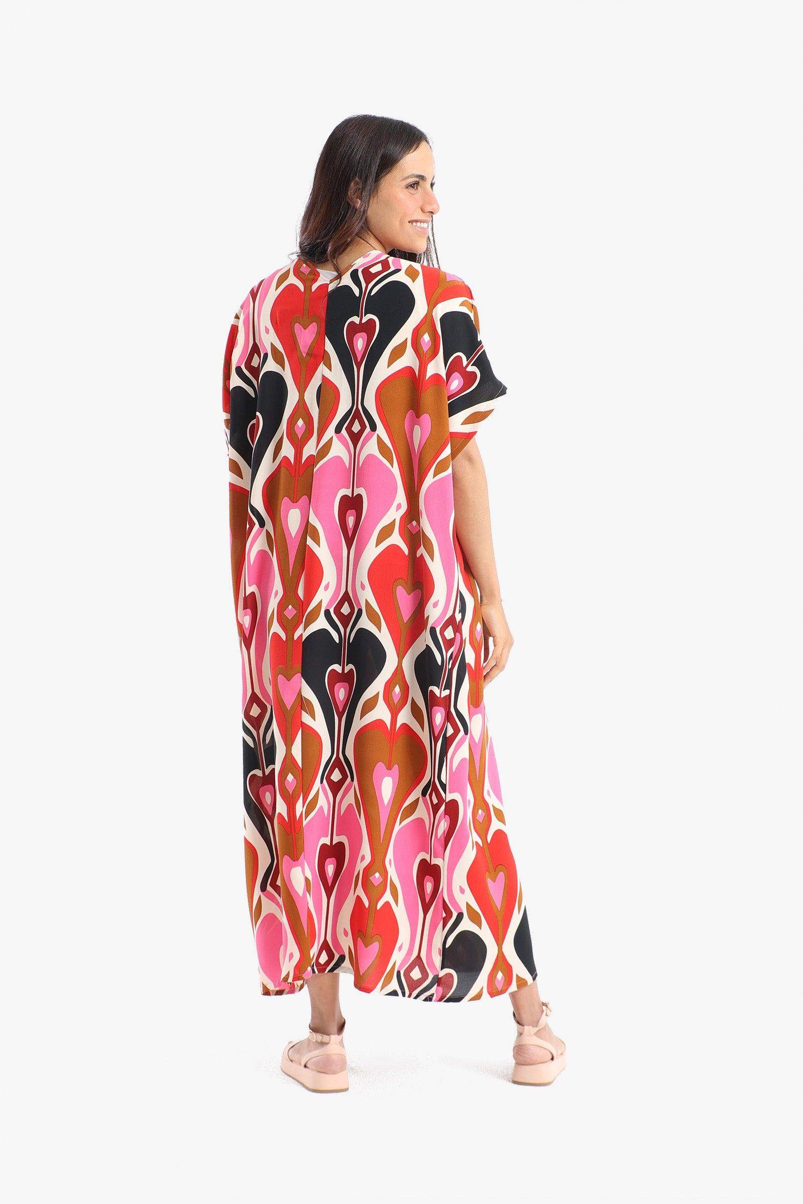 Colored Heart Printed Dress - Carina - كارينا