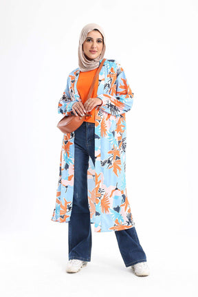 Colored Kimono with Elastic Cuffs - Carina - كارينا