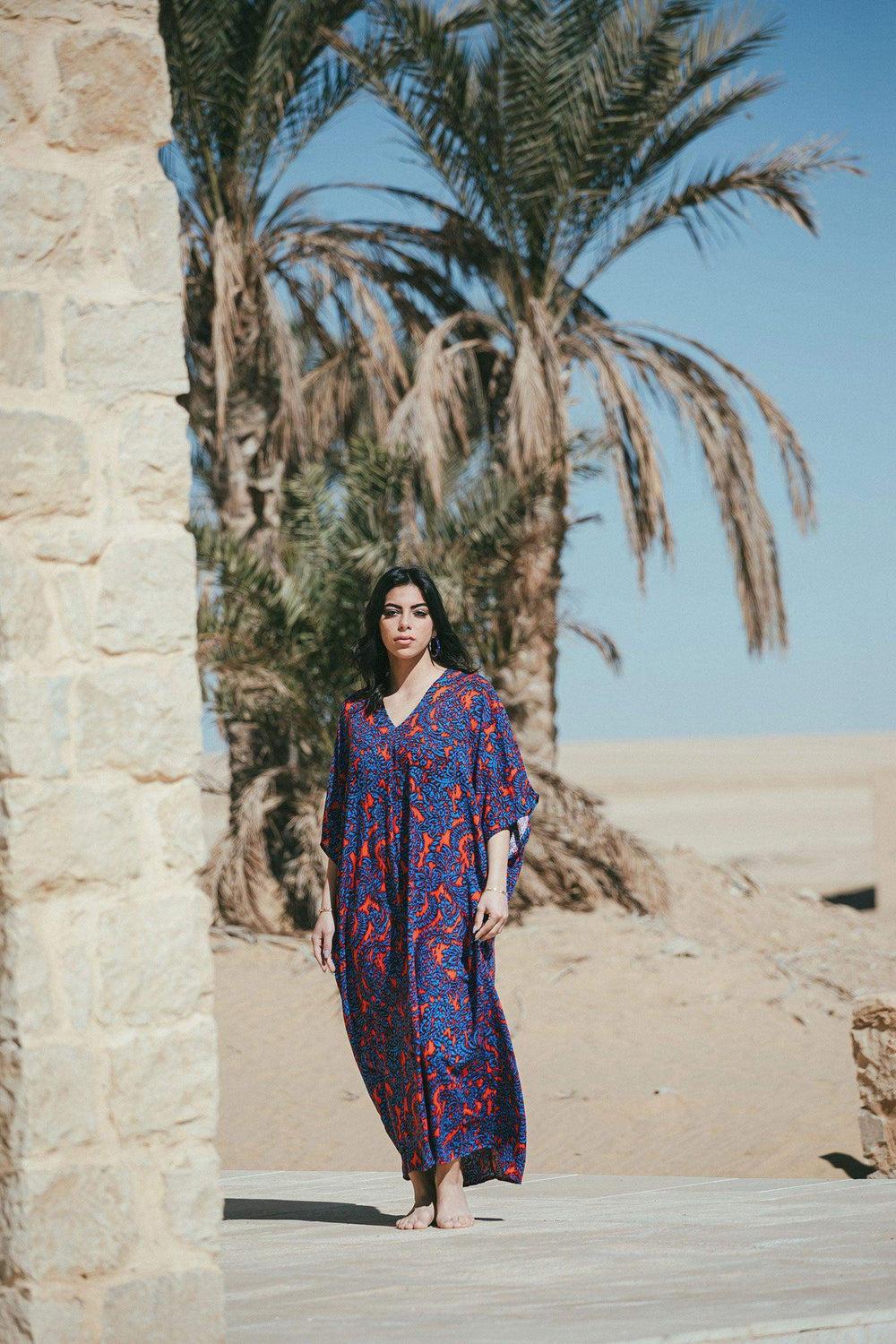 Colored V-Neck Dress - Carina - كارينا