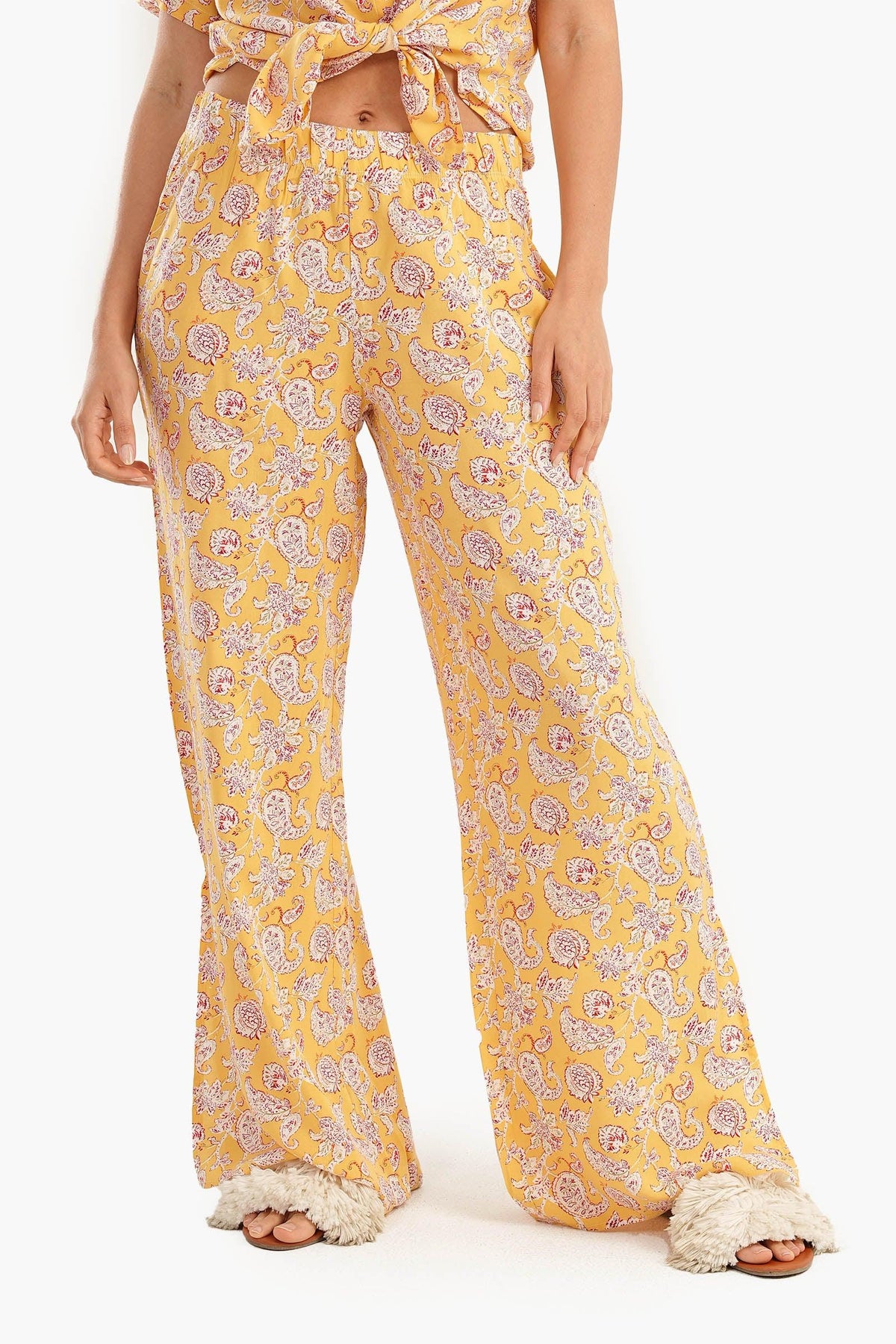 Colored Wide Leg Pyjama Pants - Carina - كارينا