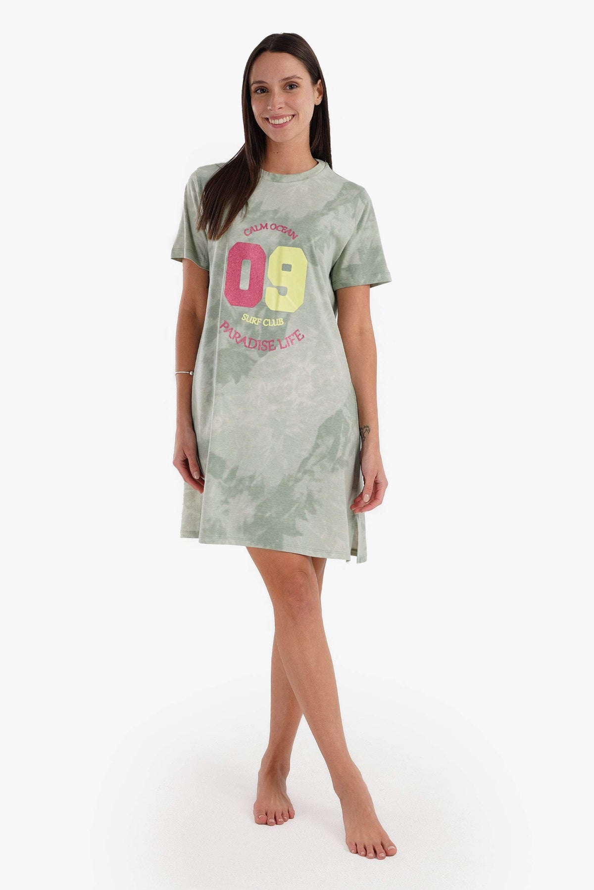 Cotton Above Knee Nightgown - Carina - كارينا