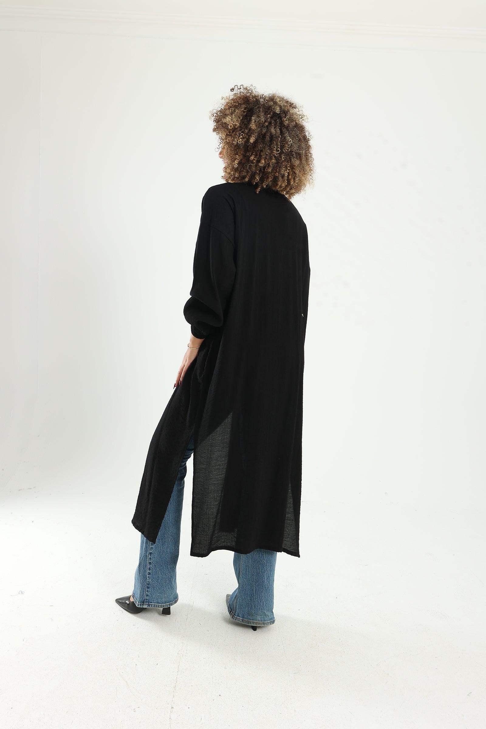 Cotton Plain Long Kimono - Carina - كارينا