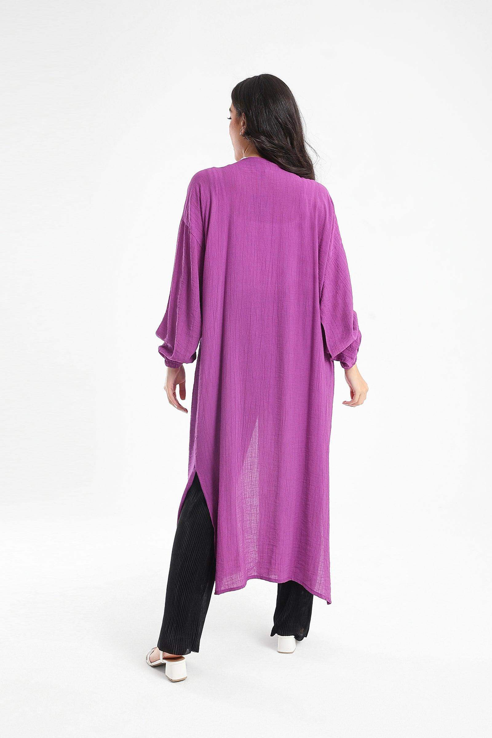 Cotton Plain Long Kimono - Carina - كارينا