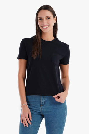 Cotton T-Shirt with Chest Pocket - Carina - كارينا
