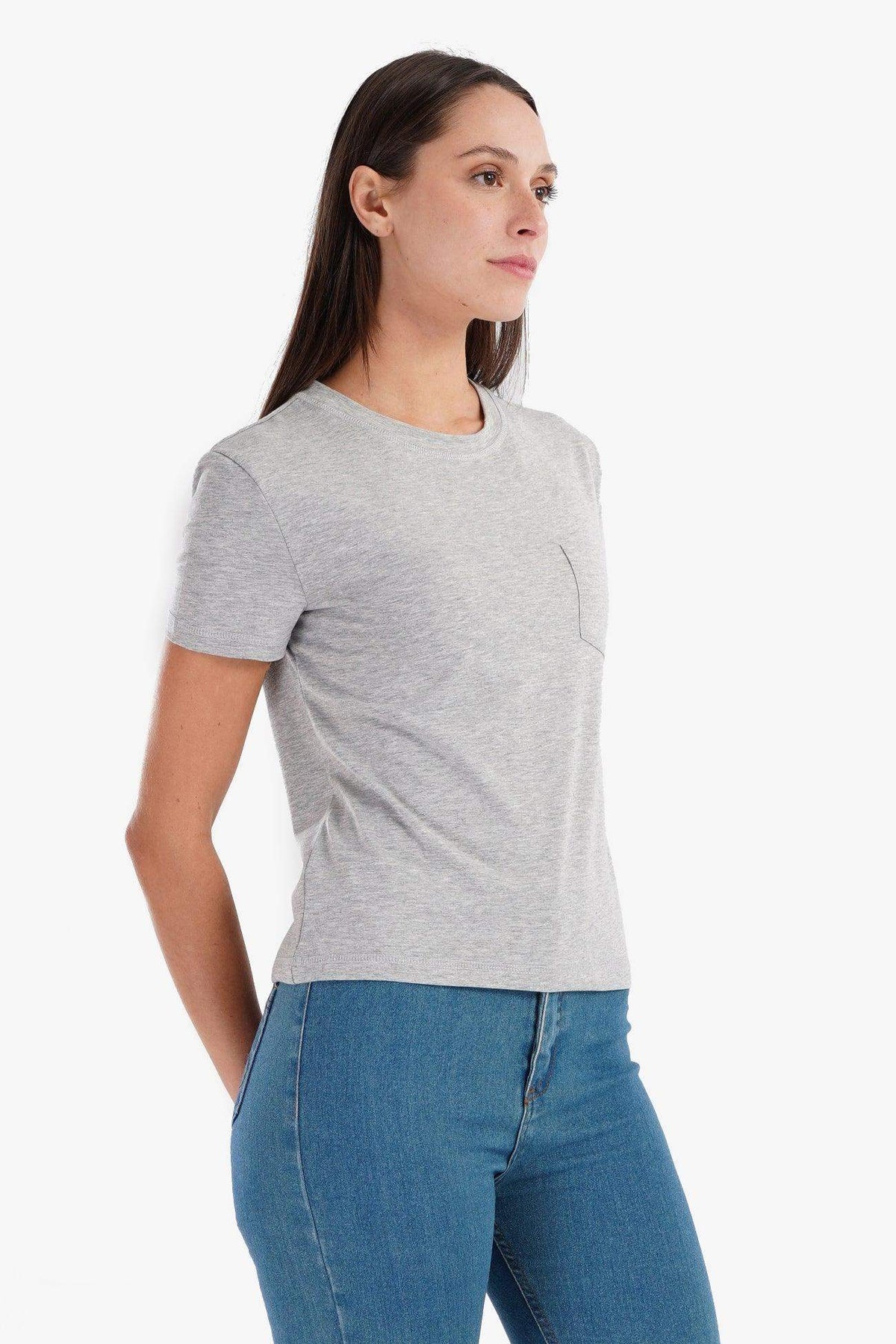 Cotton T-Shirt with Chest Pocket - Carina - كارينا