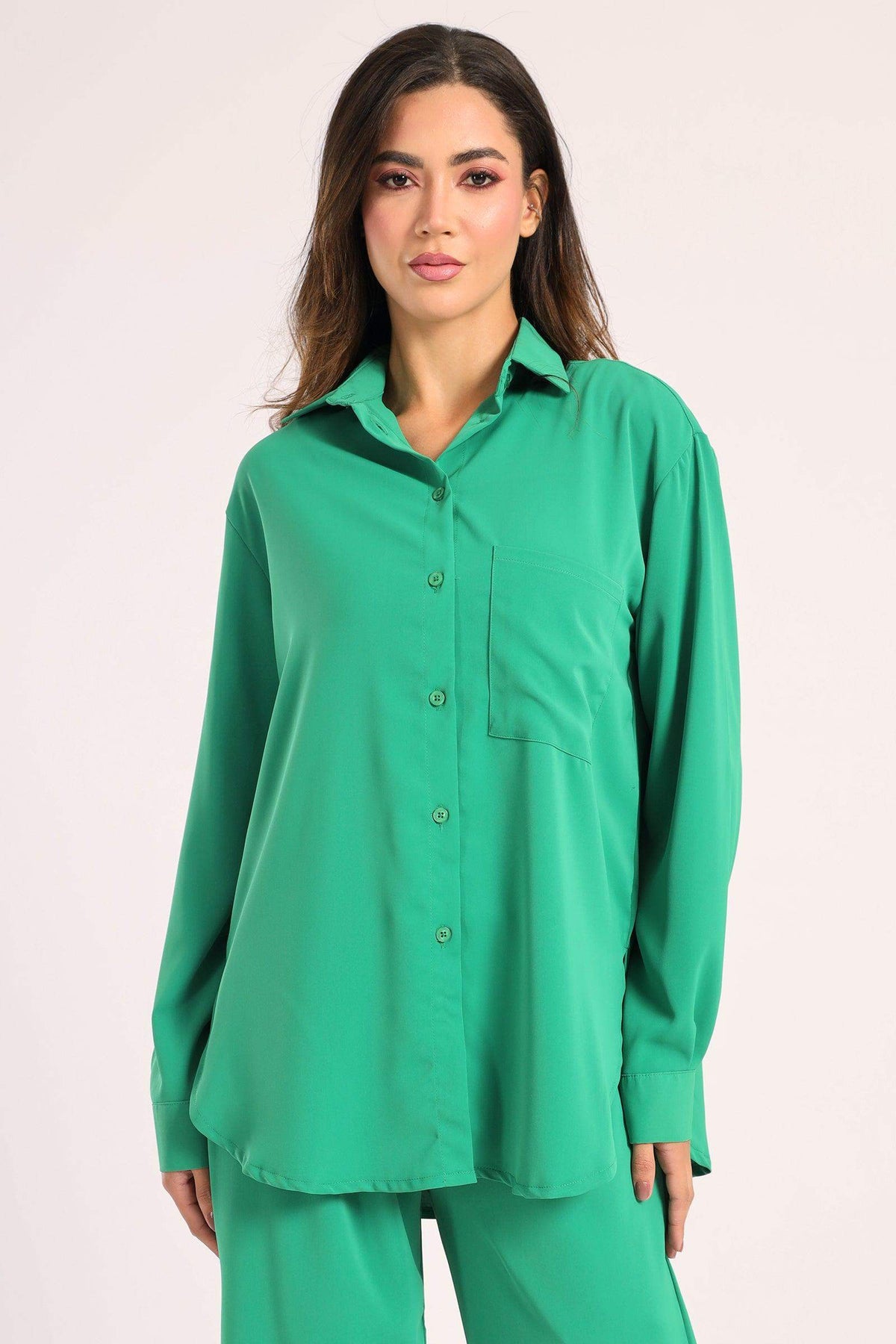 Crepe Shirt with Chest Pocket - Carina - كارينا