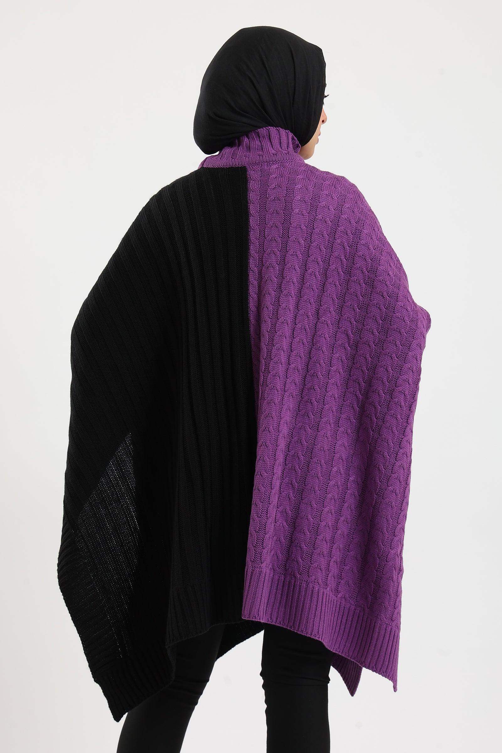 Dual Tone Knitted Poncho - Carina - كارينا