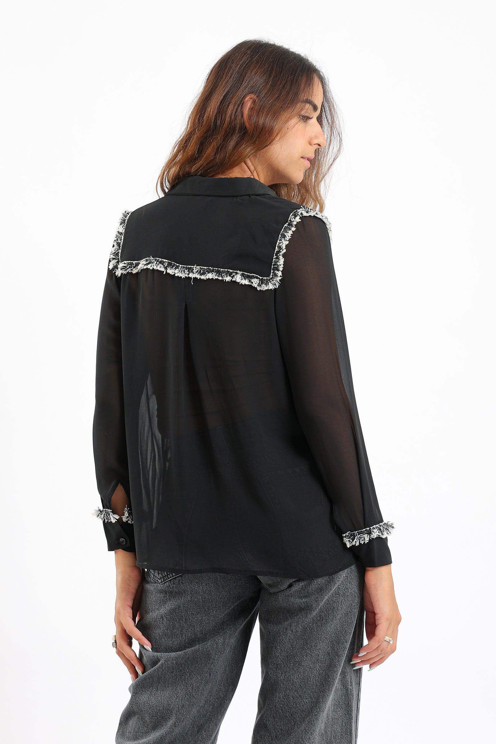Embellished Black Shirt - Carina - كارينا