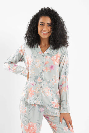 Flowery Viscose Pyjama Set - Carina - كارينا