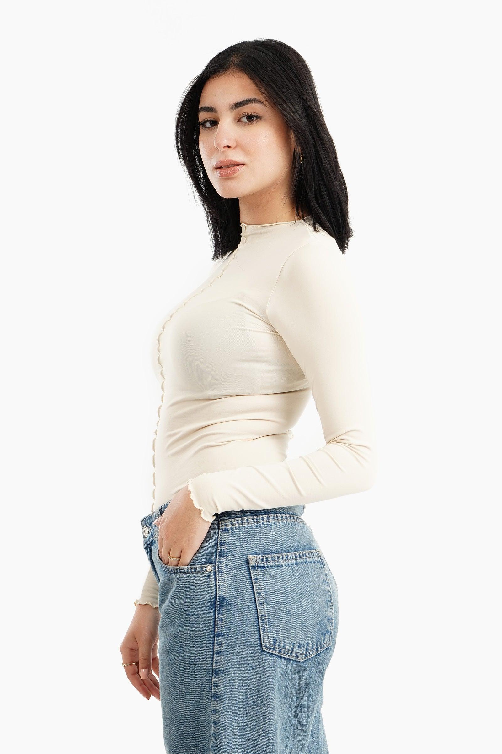 Frilled Hem Slim Top - Carina - كارينا