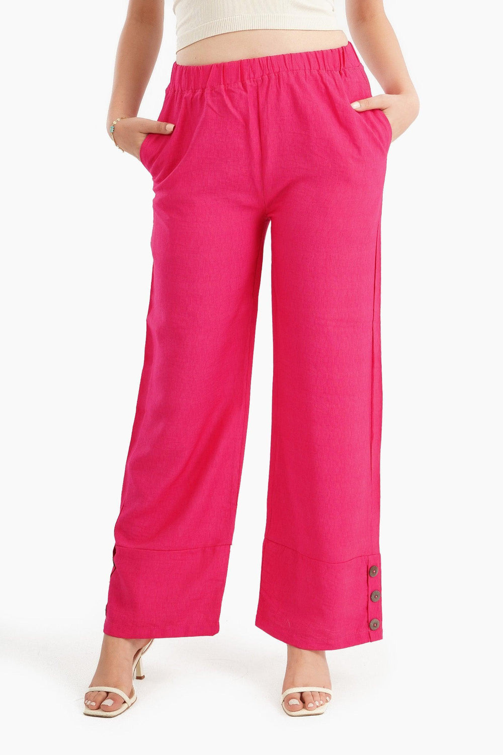 Fuchsia Linen Lounge Pants - Carina - كارينا