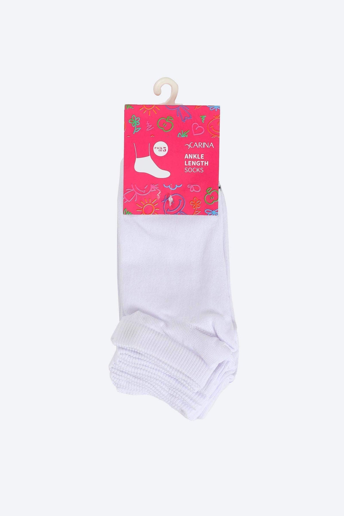 Girly Ankle Length Socks - 5 Pairs - Carina - كارينا