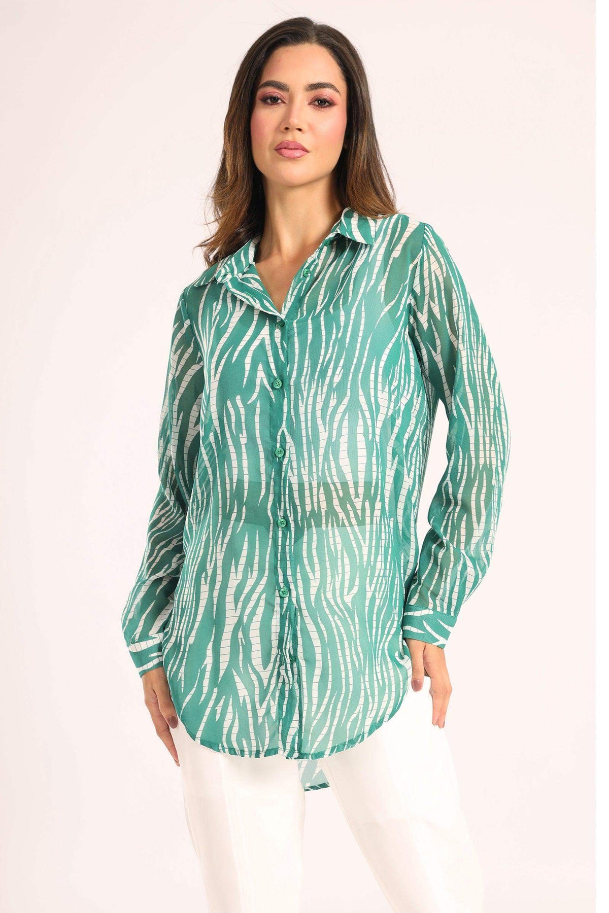 Green Zebra Print Shirt - Carina - كارينا