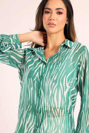 Green Zebra Print Shirt - Carina - كارينا
