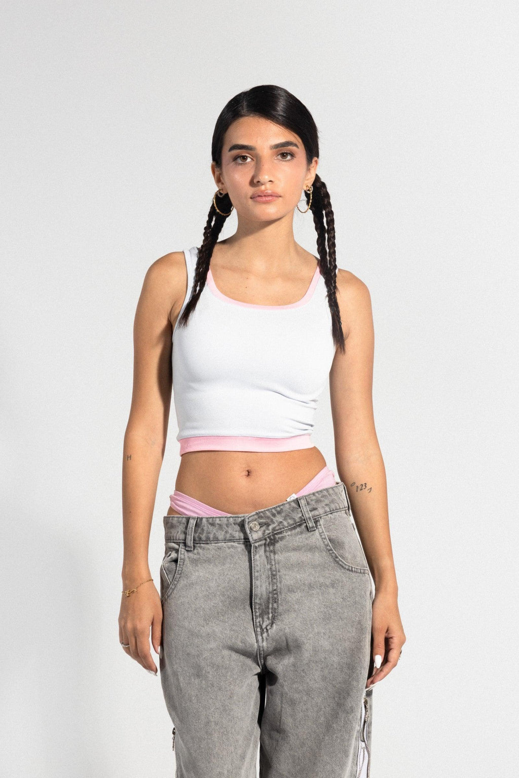 美品 Fil Melange for RHC Carina Tank Top Grey/Pink - Tank Top | Carina Wear