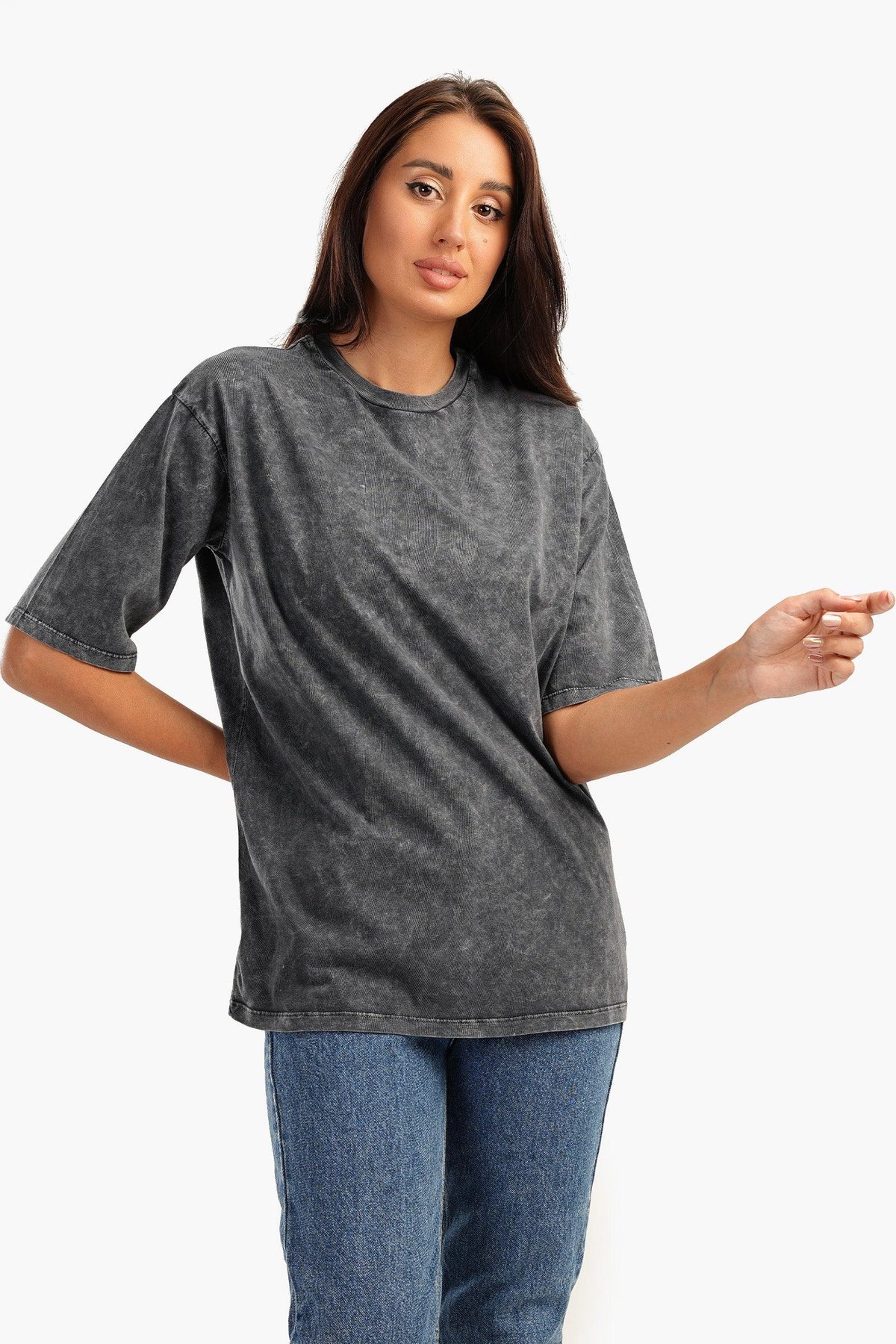 Heather Grey Cotton T-Shirt - Carina - كارينا