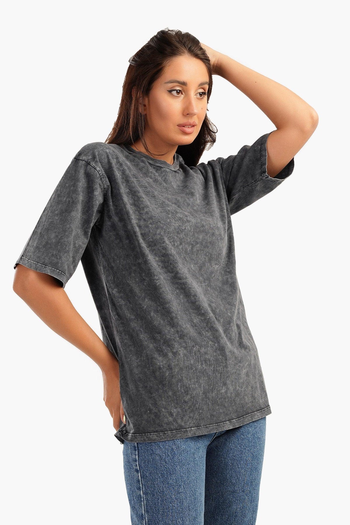 Heather Grey Cotton T-Shirt - Carina - كارينا