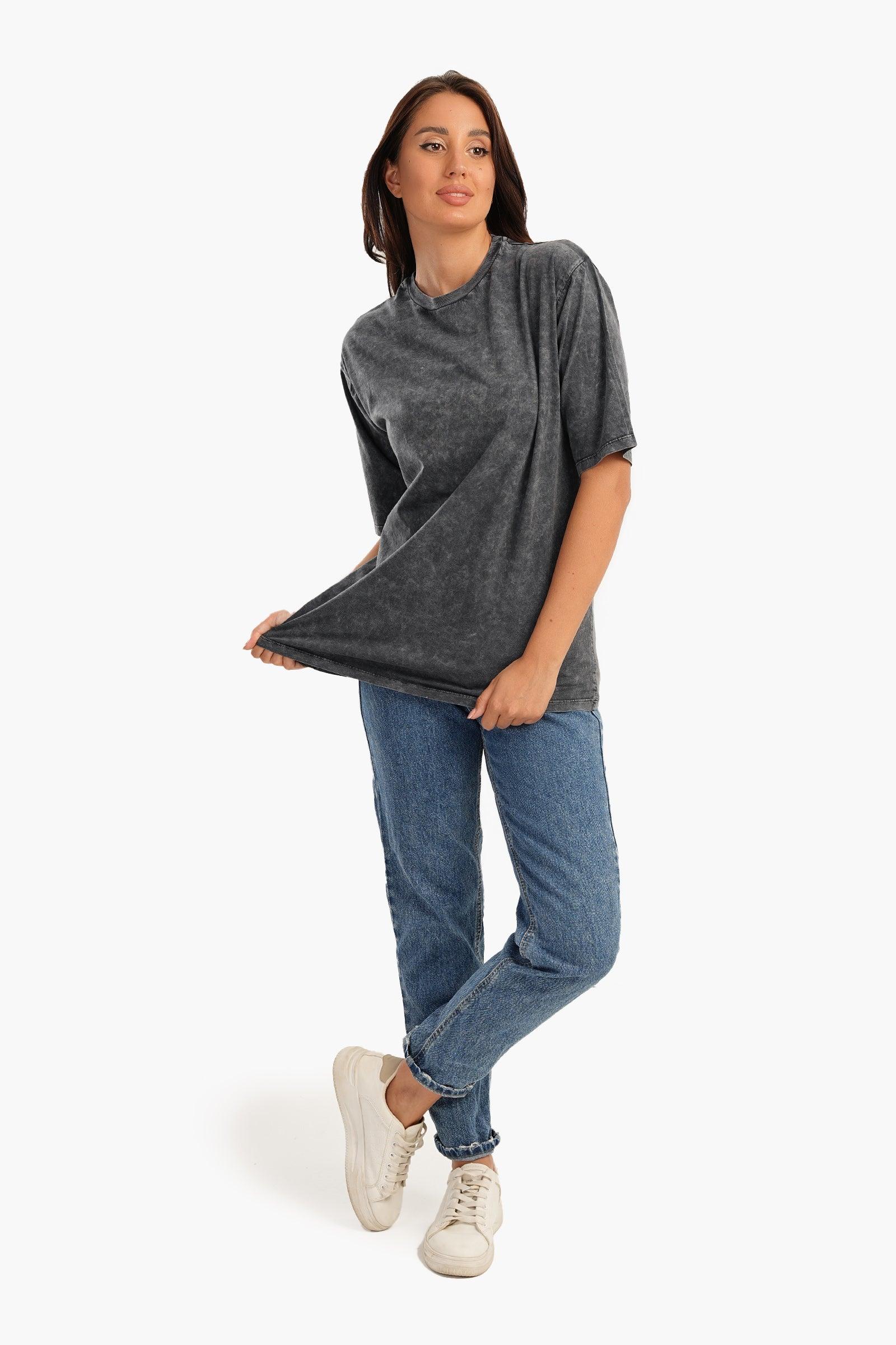 Heather Grey Cotton T-Shirt - Carina - كارينا