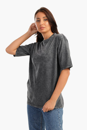 Heather Grey Cotton T-Shirt - Carina - كارينا