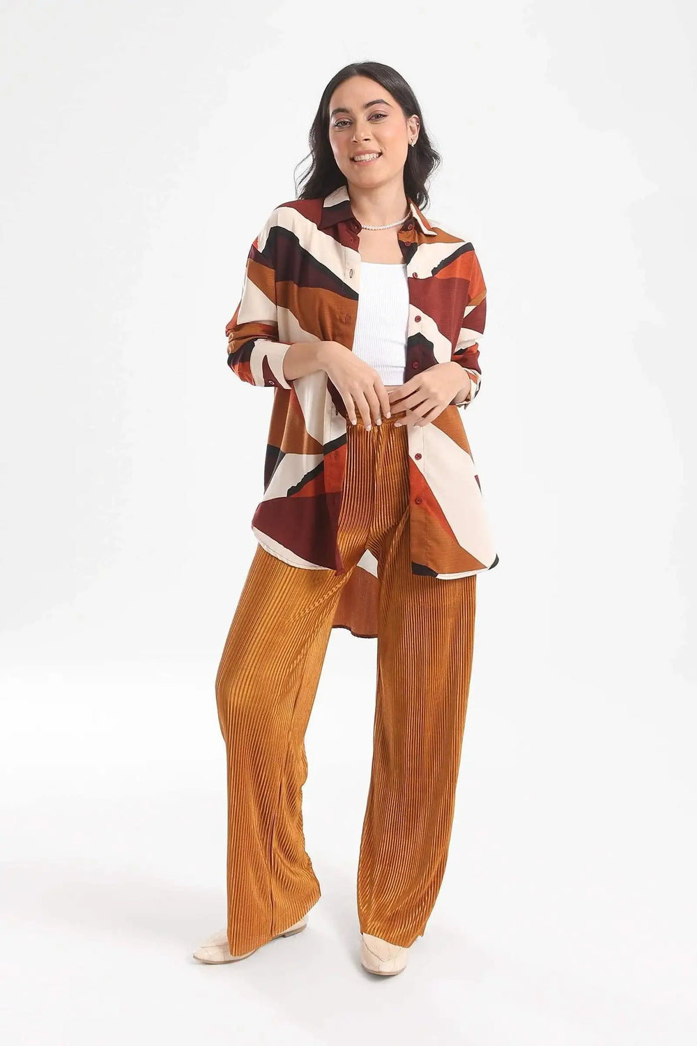 High Low Printed Shirt - Carina - كارينا