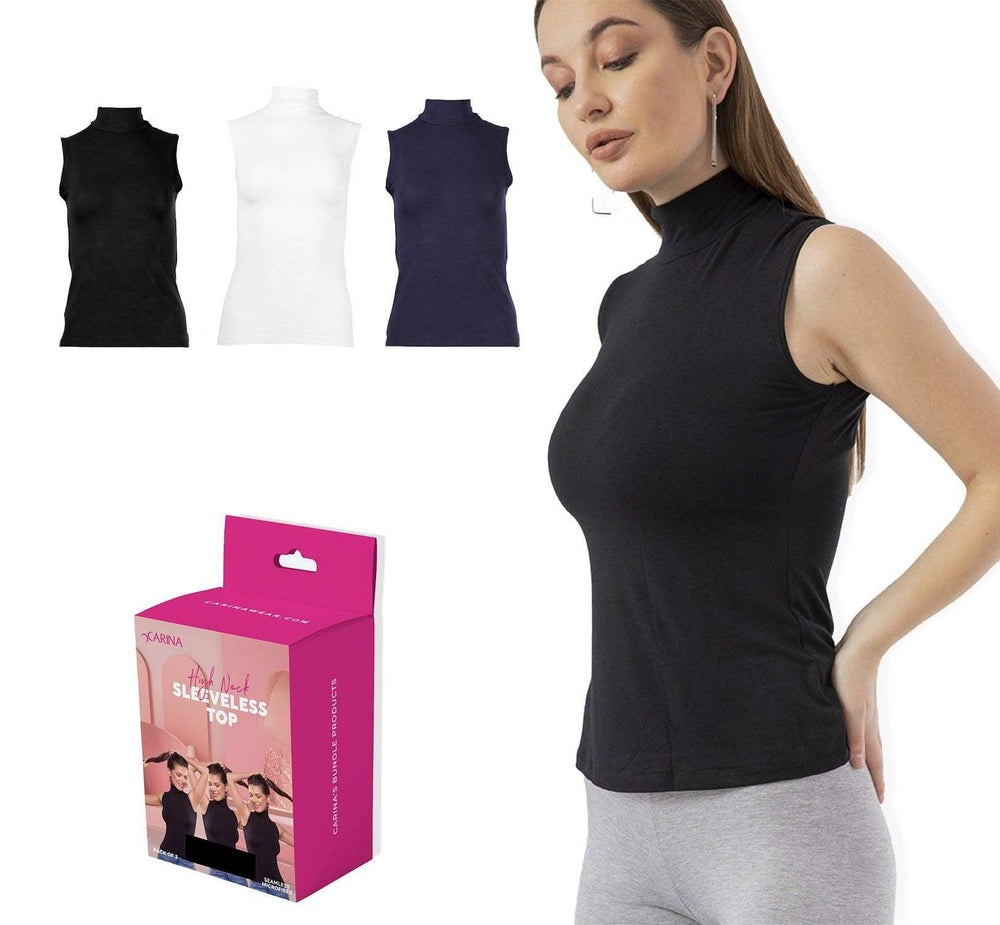 High Neck Seamless Microfiber Sleeveless Top (Pack of 3) - Carina - كارينا