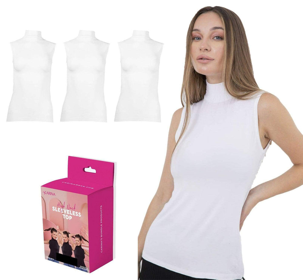 High Neck Seamless Microfiber Sleeveless Top (Pack of 3) - Carina - كارينا