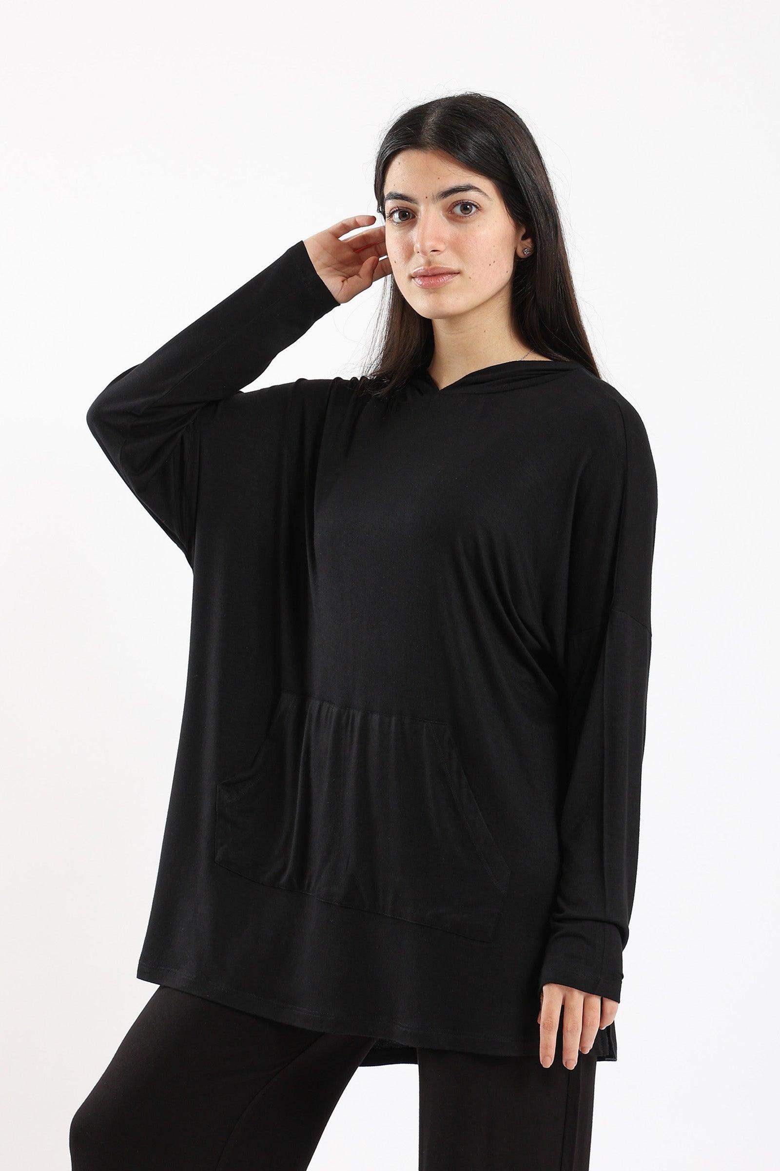 Hooded Plain Lounge Top - Carina - كارينا