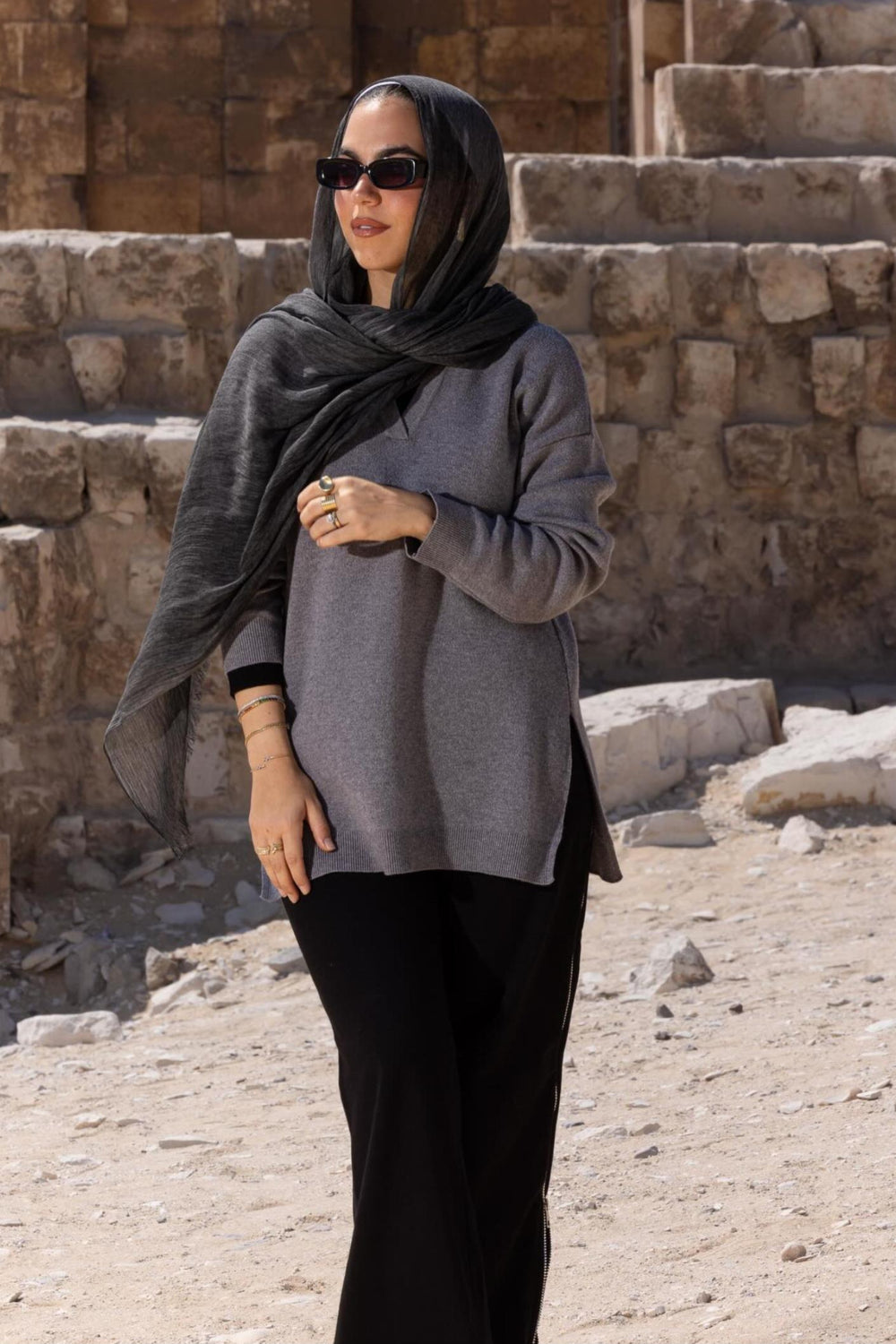 Relaxed Fit Side-Slit Pullover