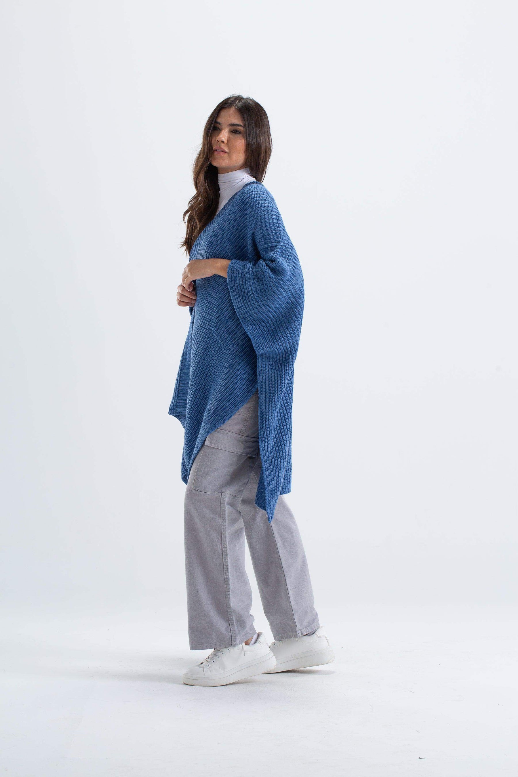 Knitted Open Front Poncho - Carina - كارينا