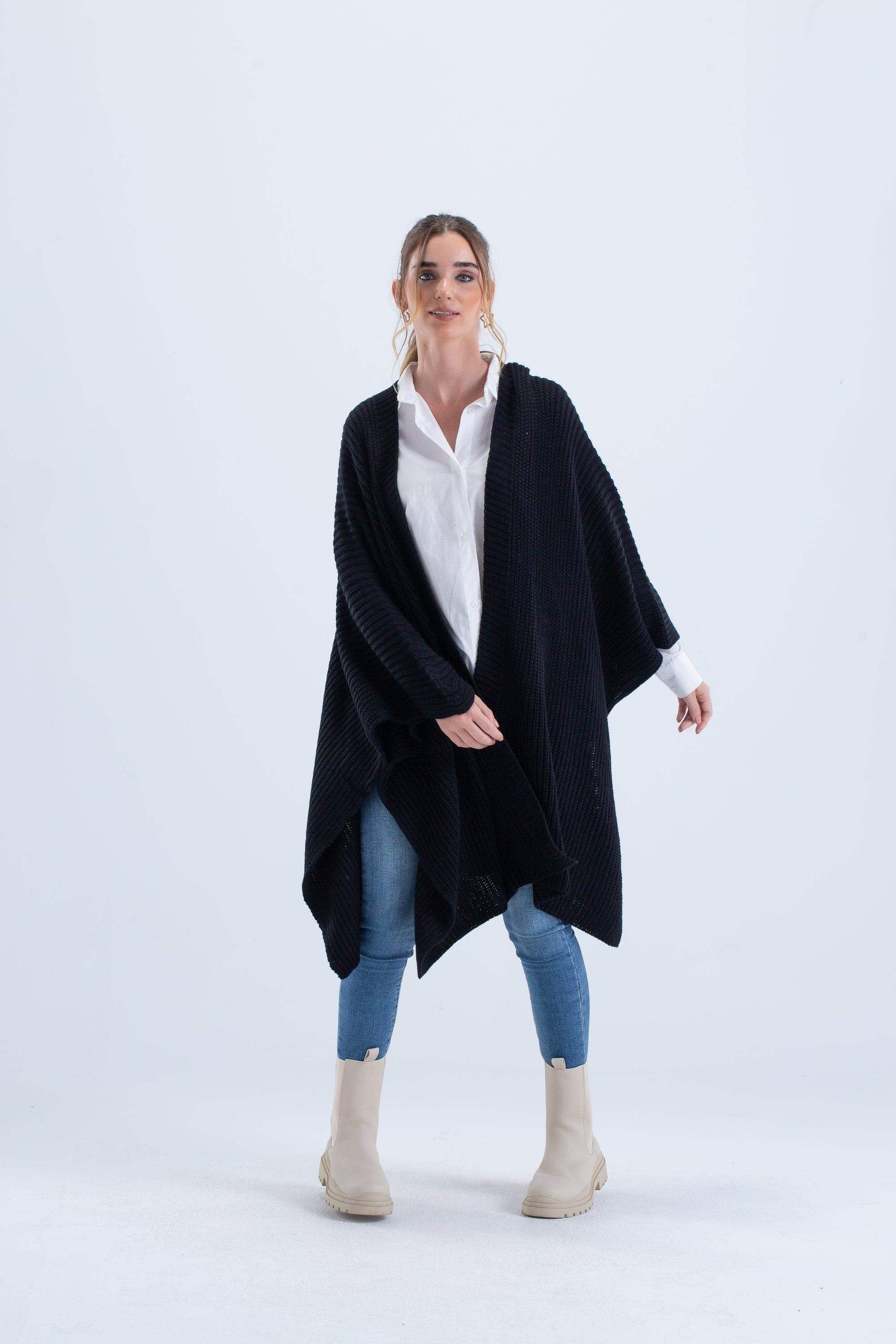 Knitted Open Front Poncho - Carina - كارينا