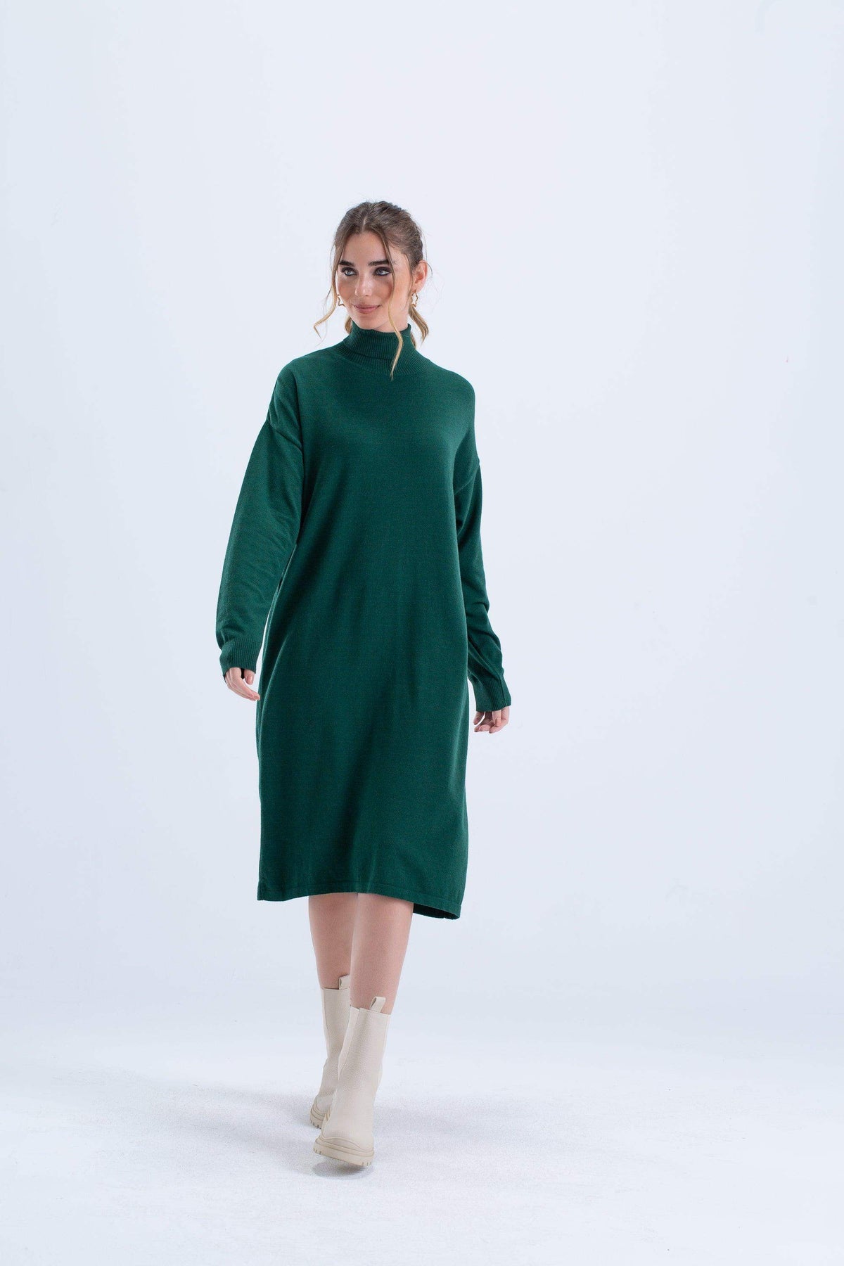 Knitted Turtle Neck Dress - Carina - كارينا