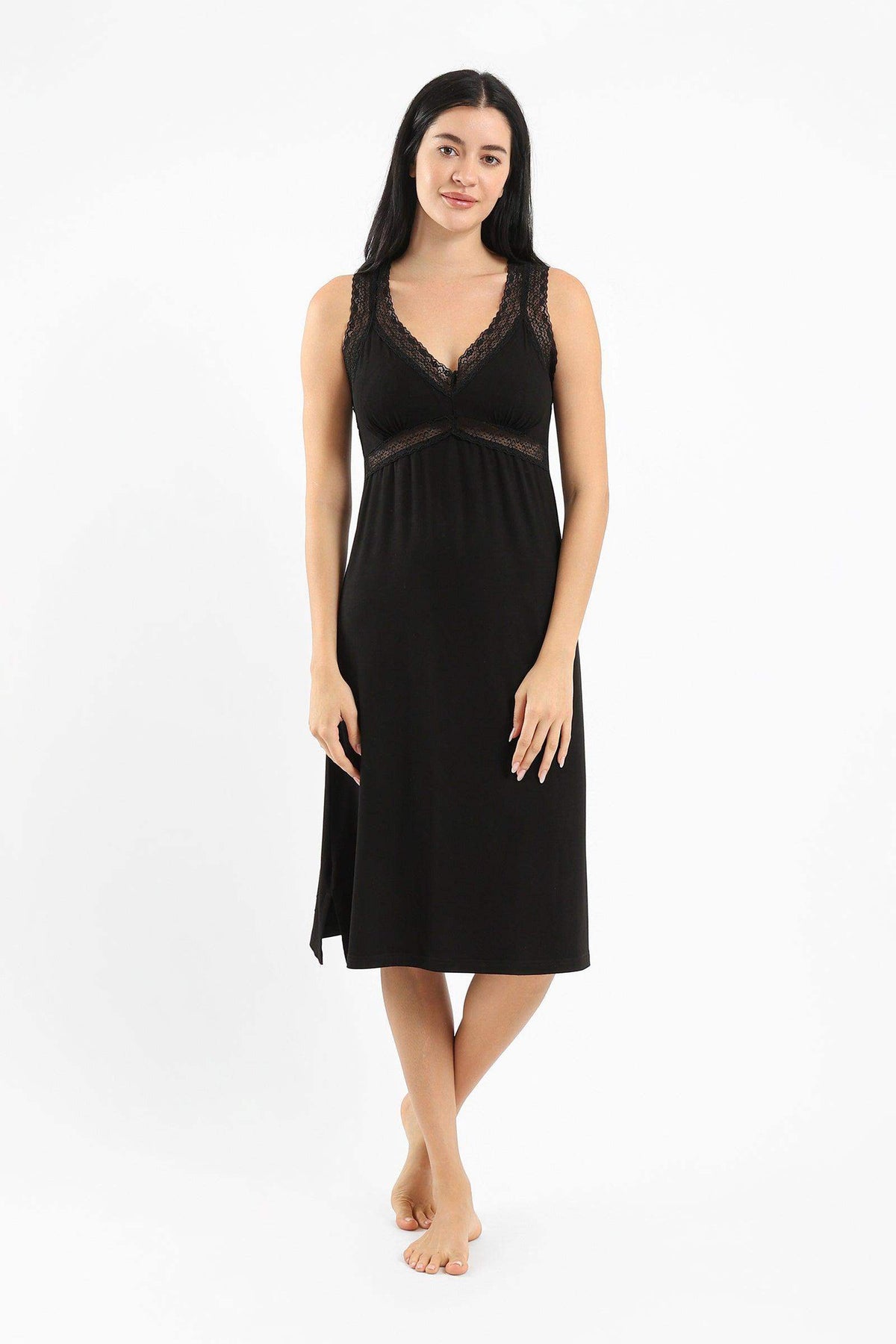 Lace Wide Strap Nightgown - Carina - كارينا