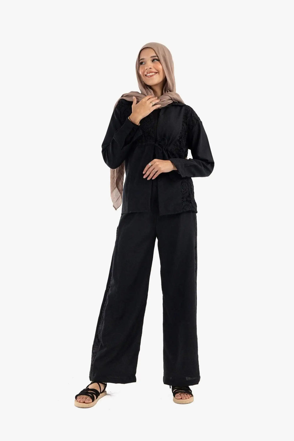 Linen Lounge Jacket with Embroidery - Carina - كارينا