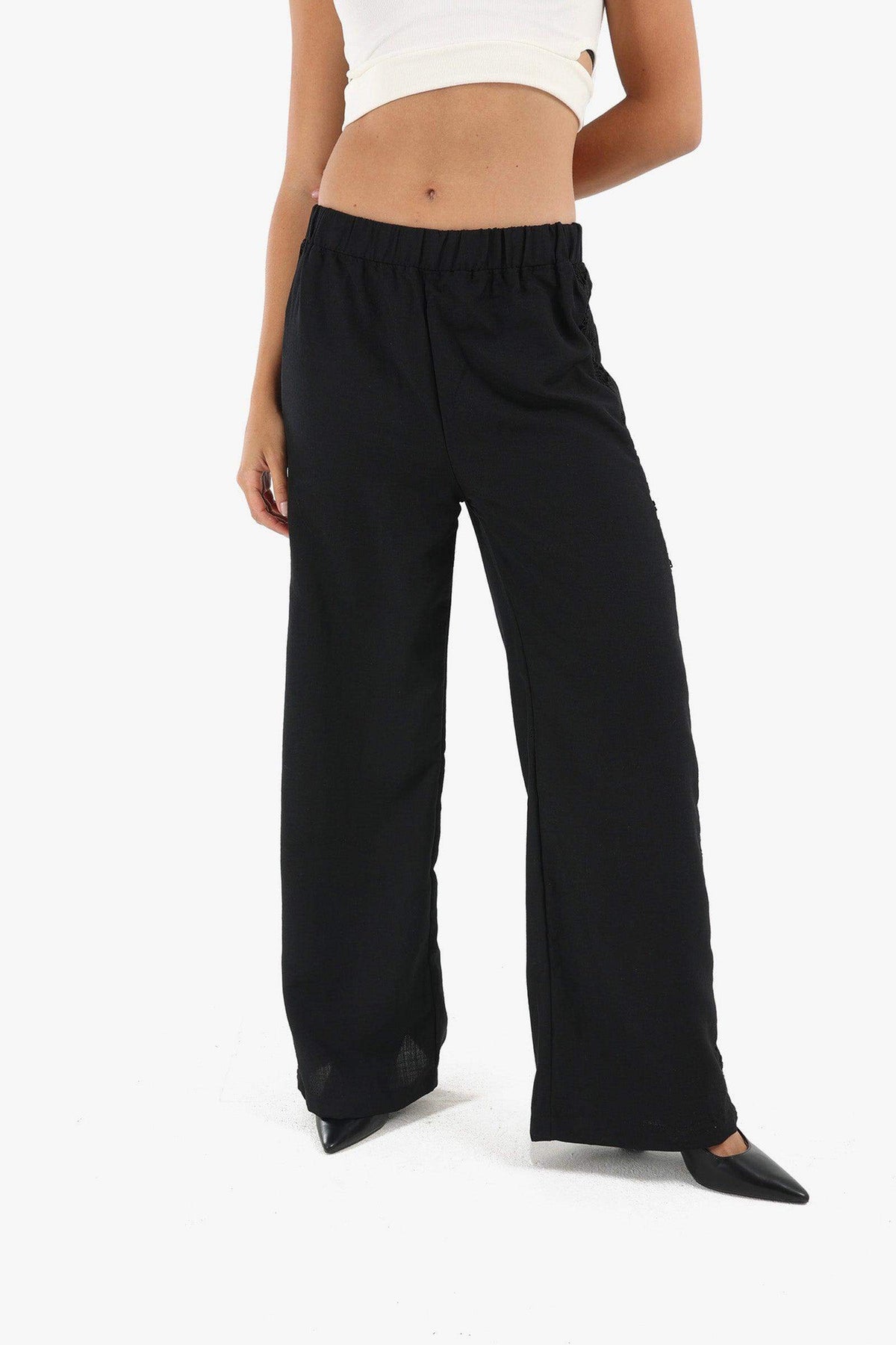 Linen Lounge Pants with Embroidery - Carina - كارينا