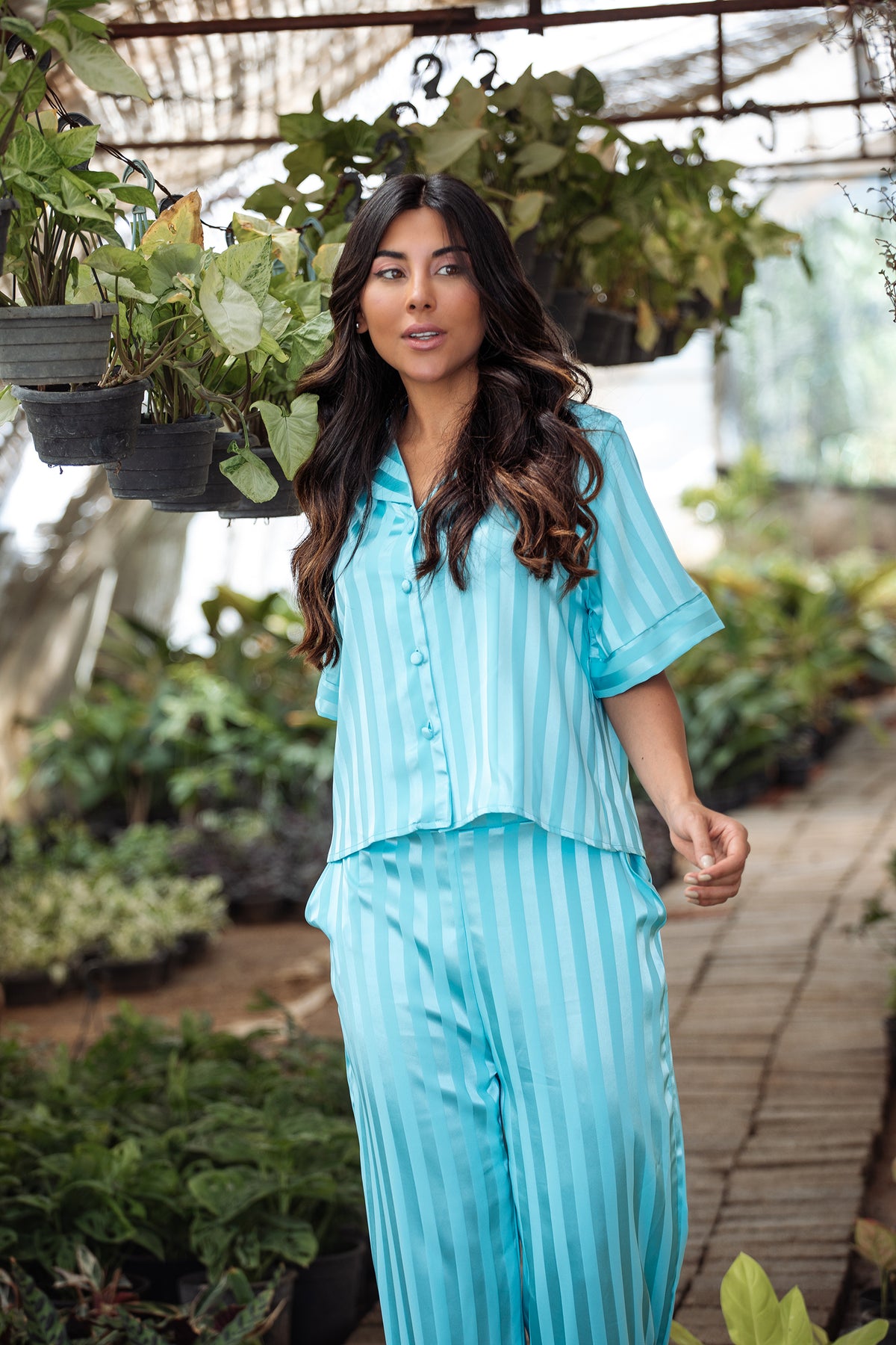 Turquoise Striped Pyjama Set