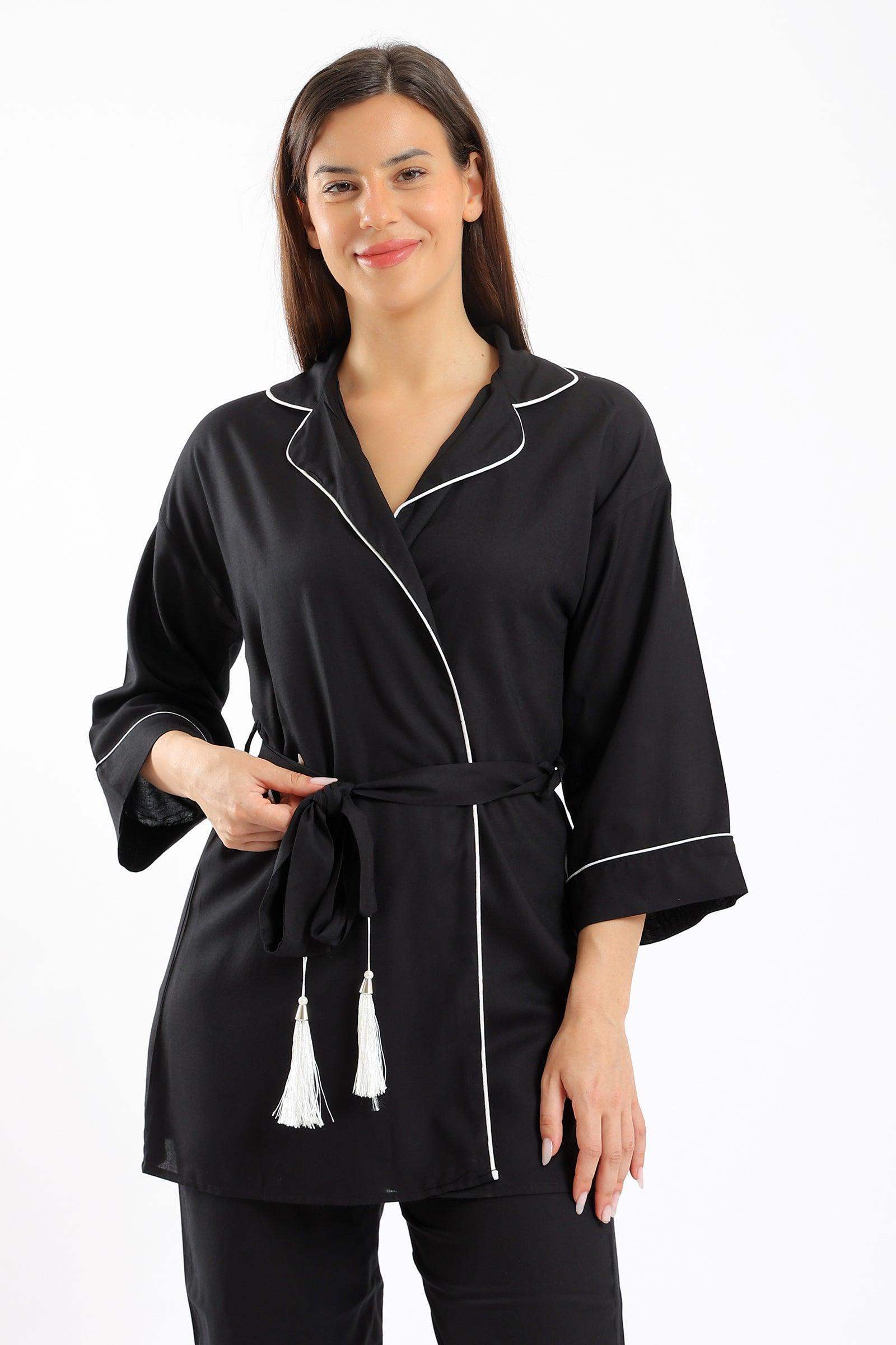 Notch Collar Wrapped Pyjama Set - Carina - كارينا