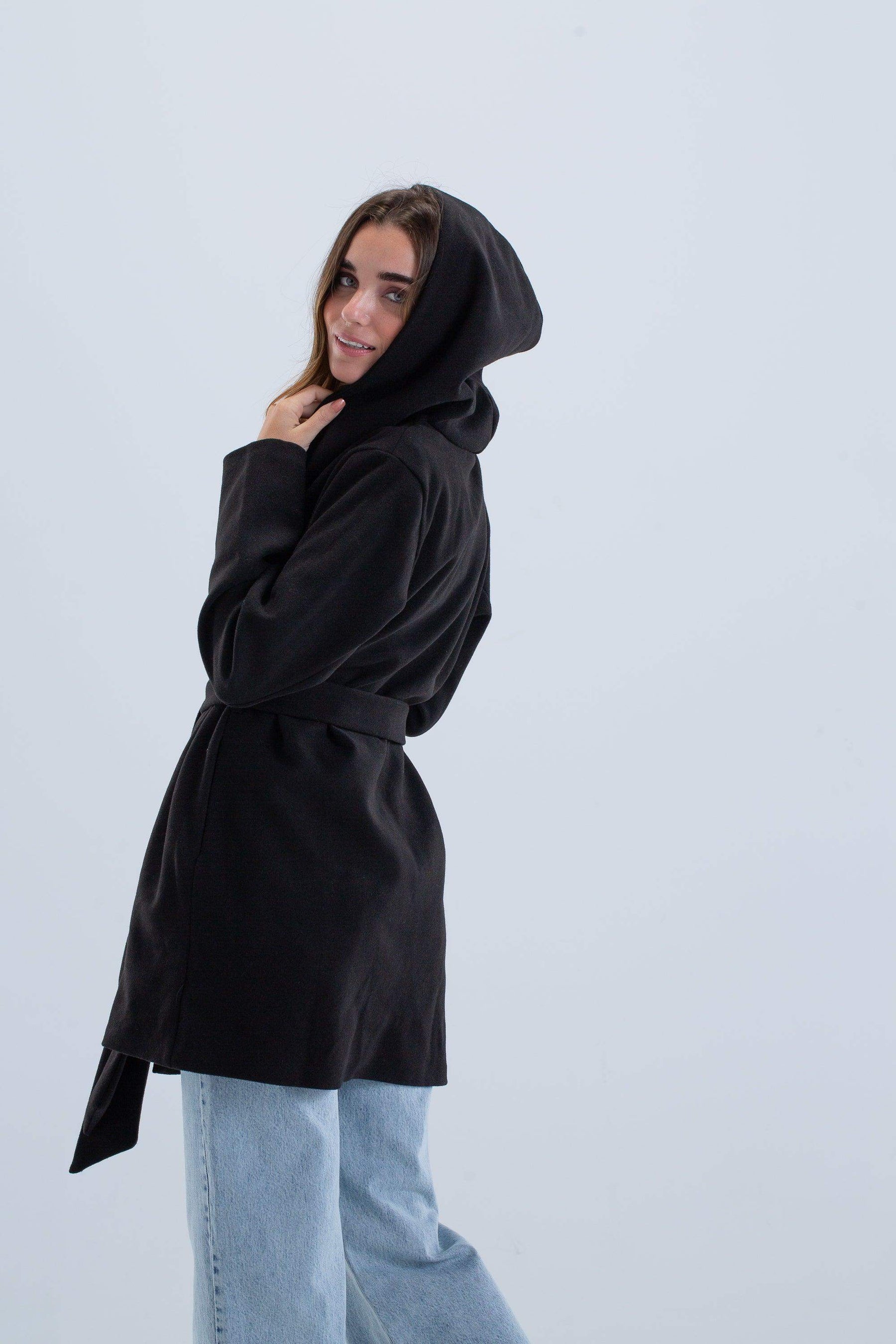 Open Neckline Hooded Coat Carina Wear