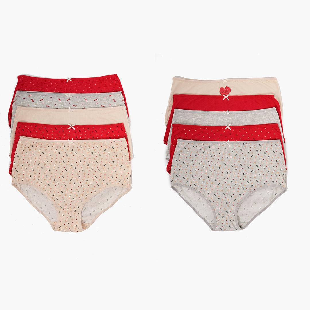 Pack of 10 Colored Full Brief Panties - Carina - كارينا