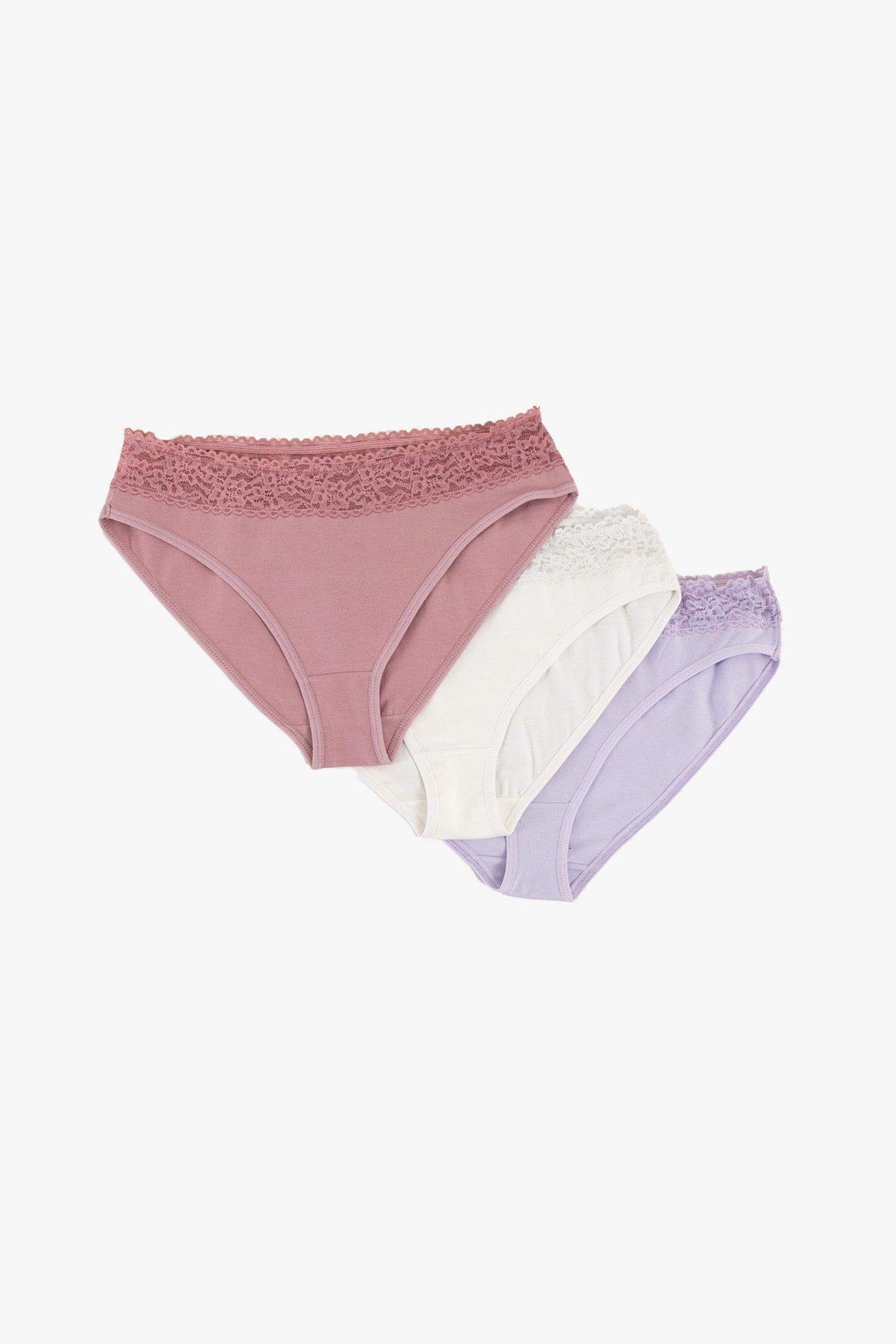 Pack of 3 Bikini Panties with Lace - Carina - كارينا