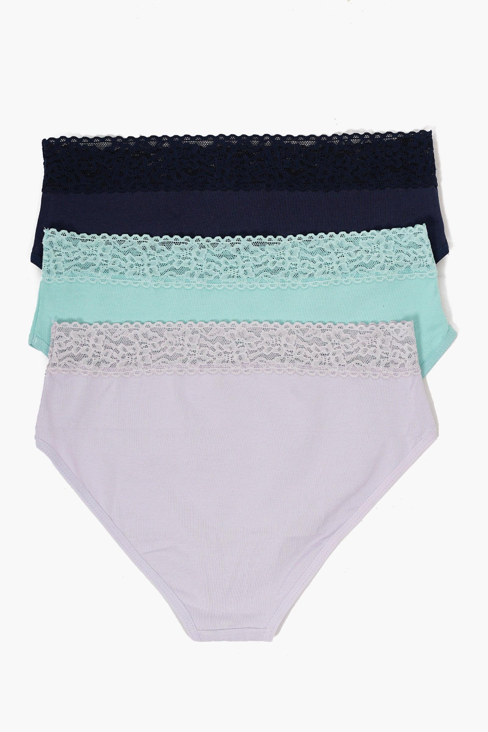 Pack of 3 Brief Panties with Lace - Carina - كارينا