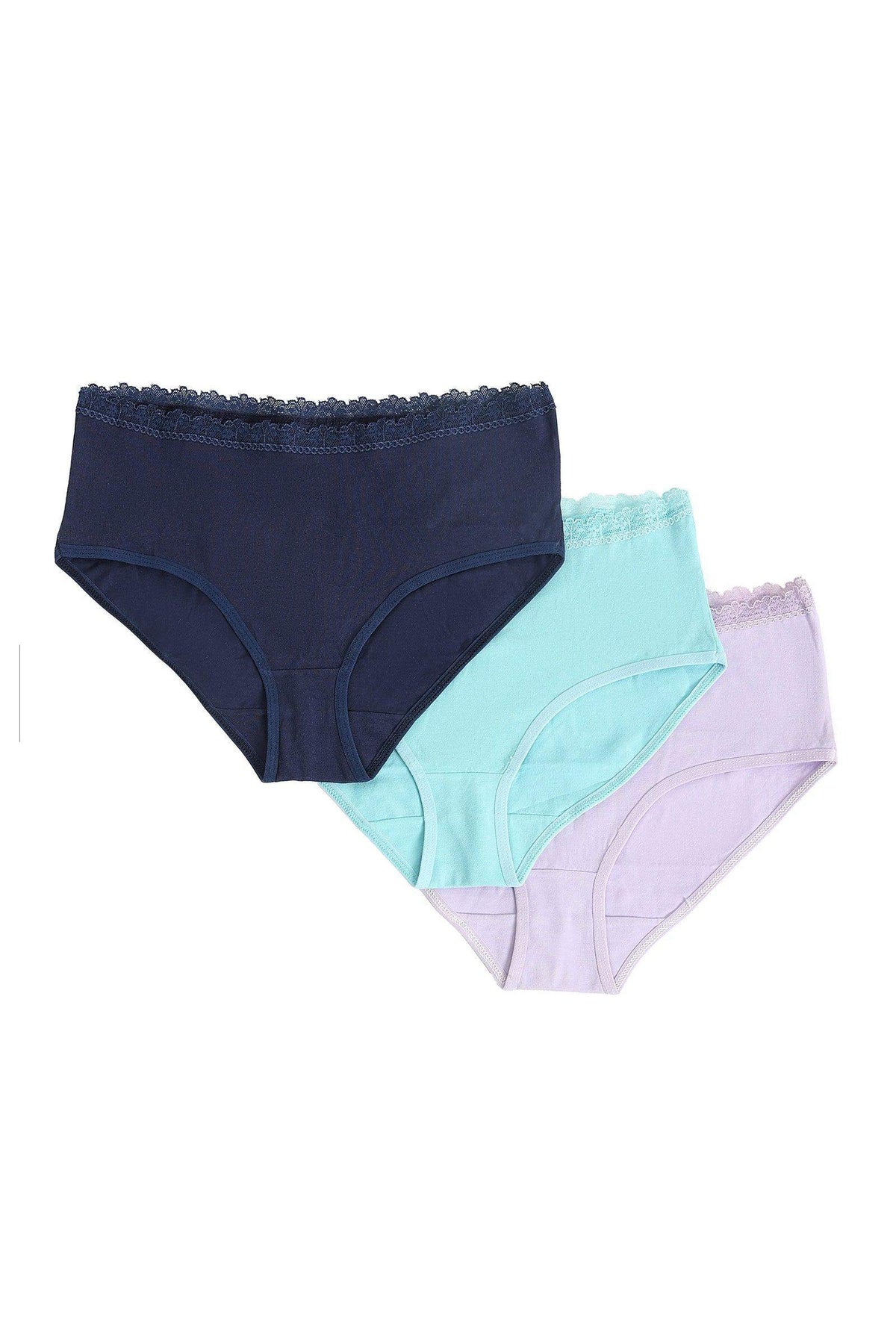 Pack of 3 Full Brief Panties with Lace - Carina - كارينا