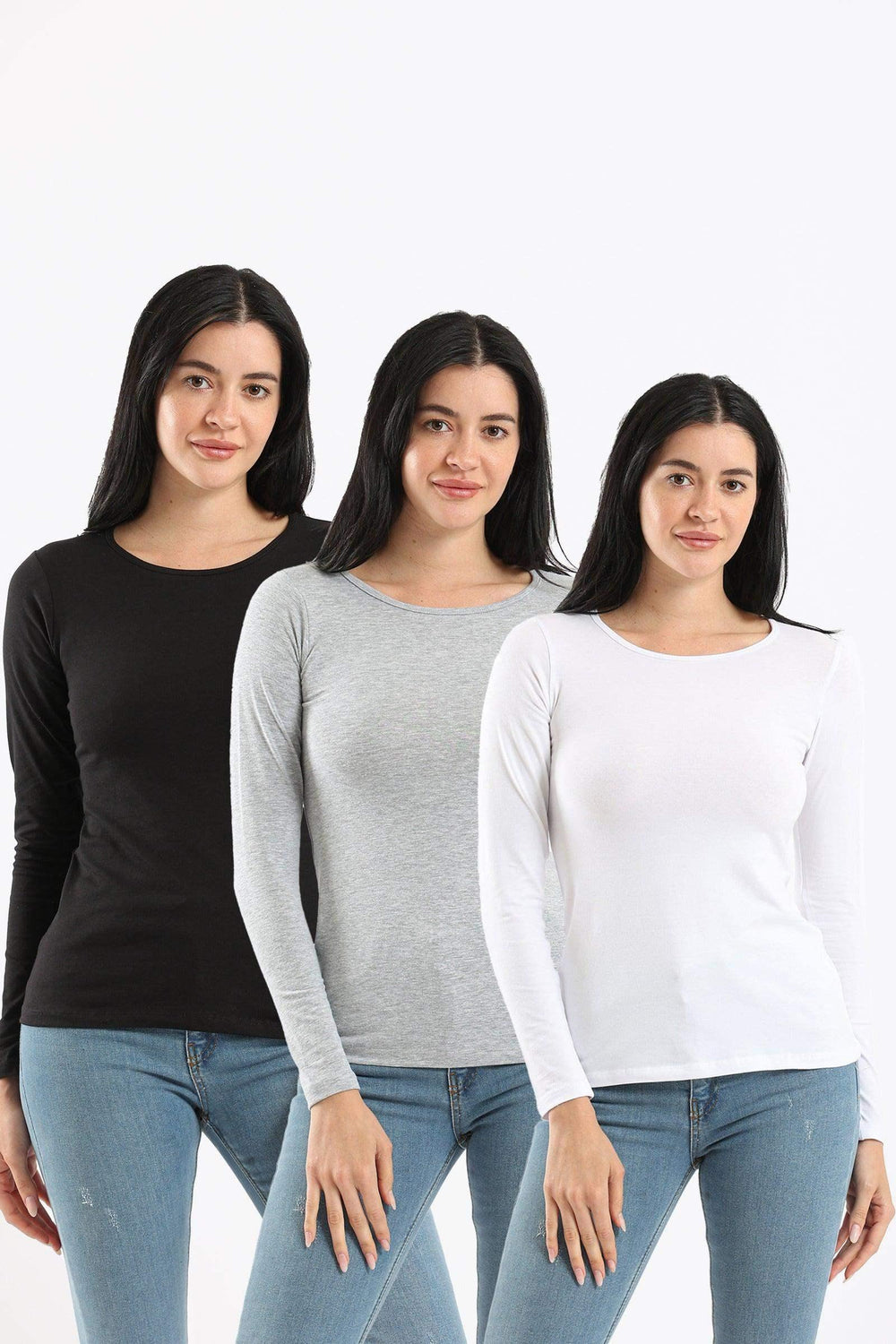 Pack of 3 Round Neck Long Sleeves Top - Carina - كارينا