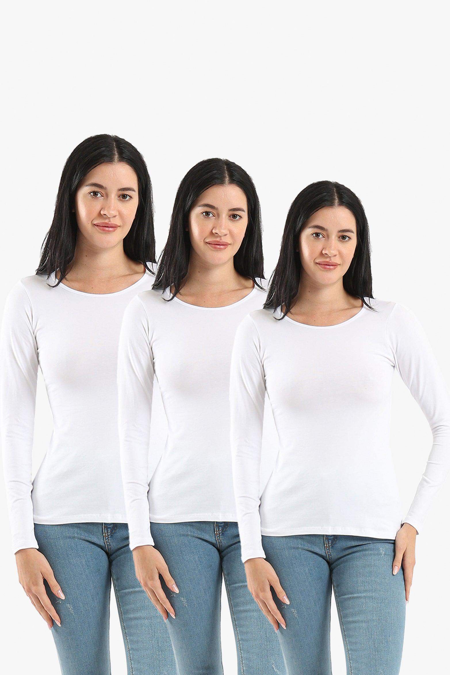 Pack of 3 Round Neck Long Sleeves Top - Carina - كارينا