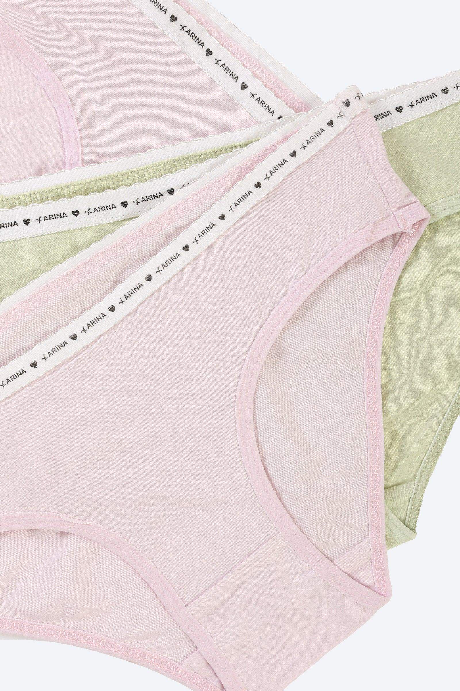 Pack of 3 Solid Colors Bikini Panties - Carina - كارينا