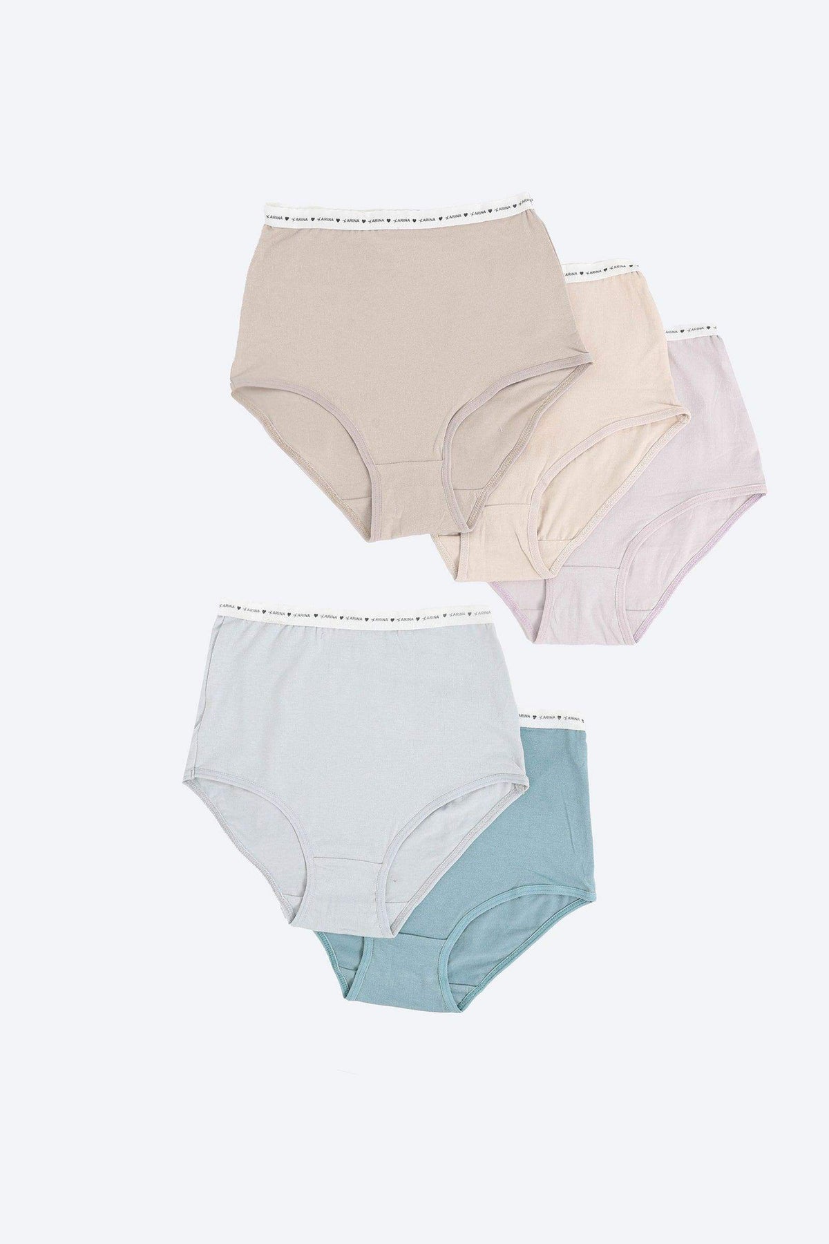Pack of 5 Colored Full Brief Panties - Carina - كارينا