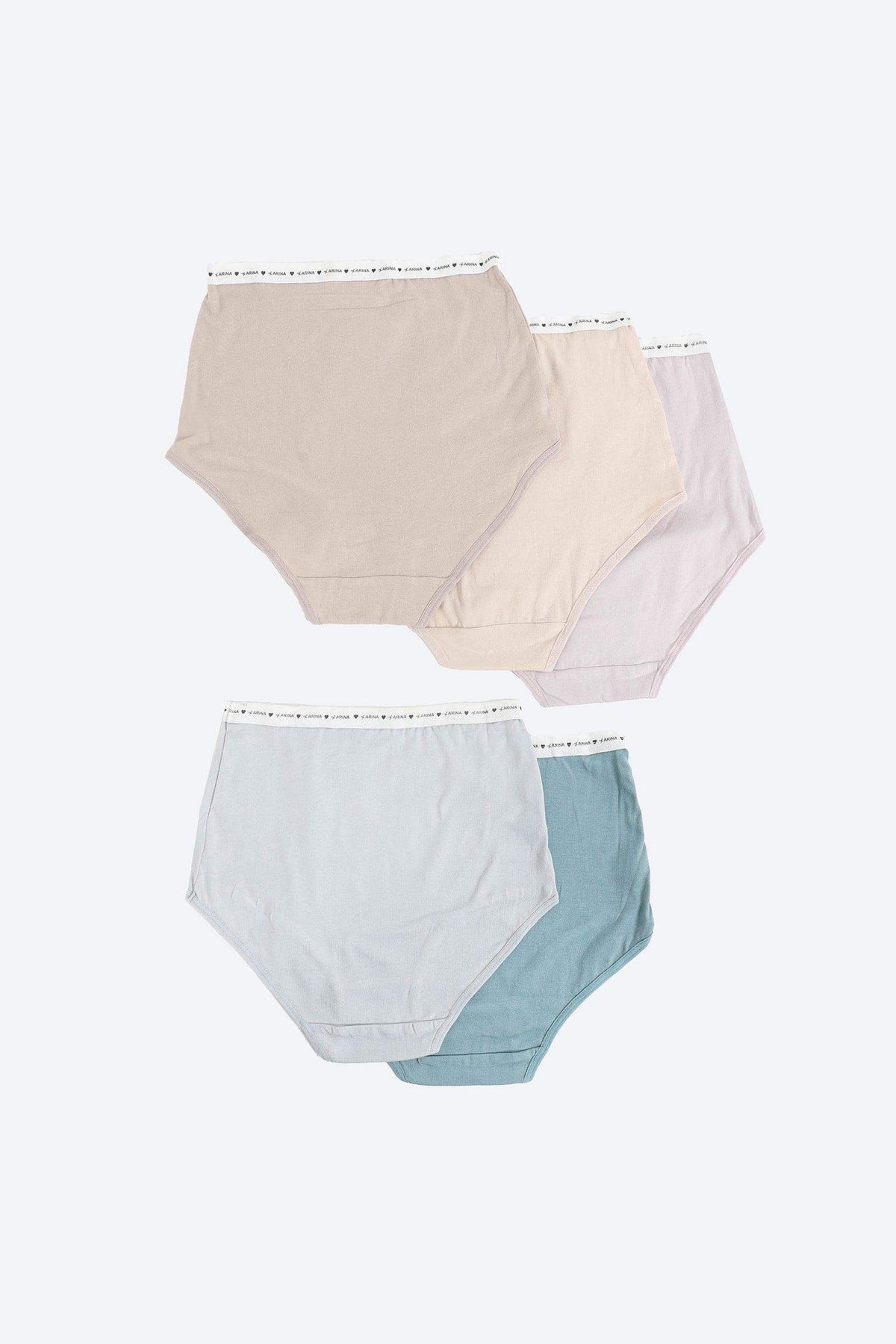 Pack of 5 Colored Full Brief Panties - Carina - كارينا