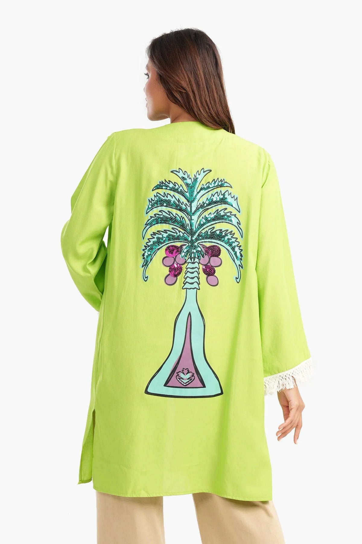 Palm Back Print Kimono - Carina - كارينا