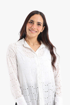 Perforated Long Sleeves Shirt - Carina - كارينا