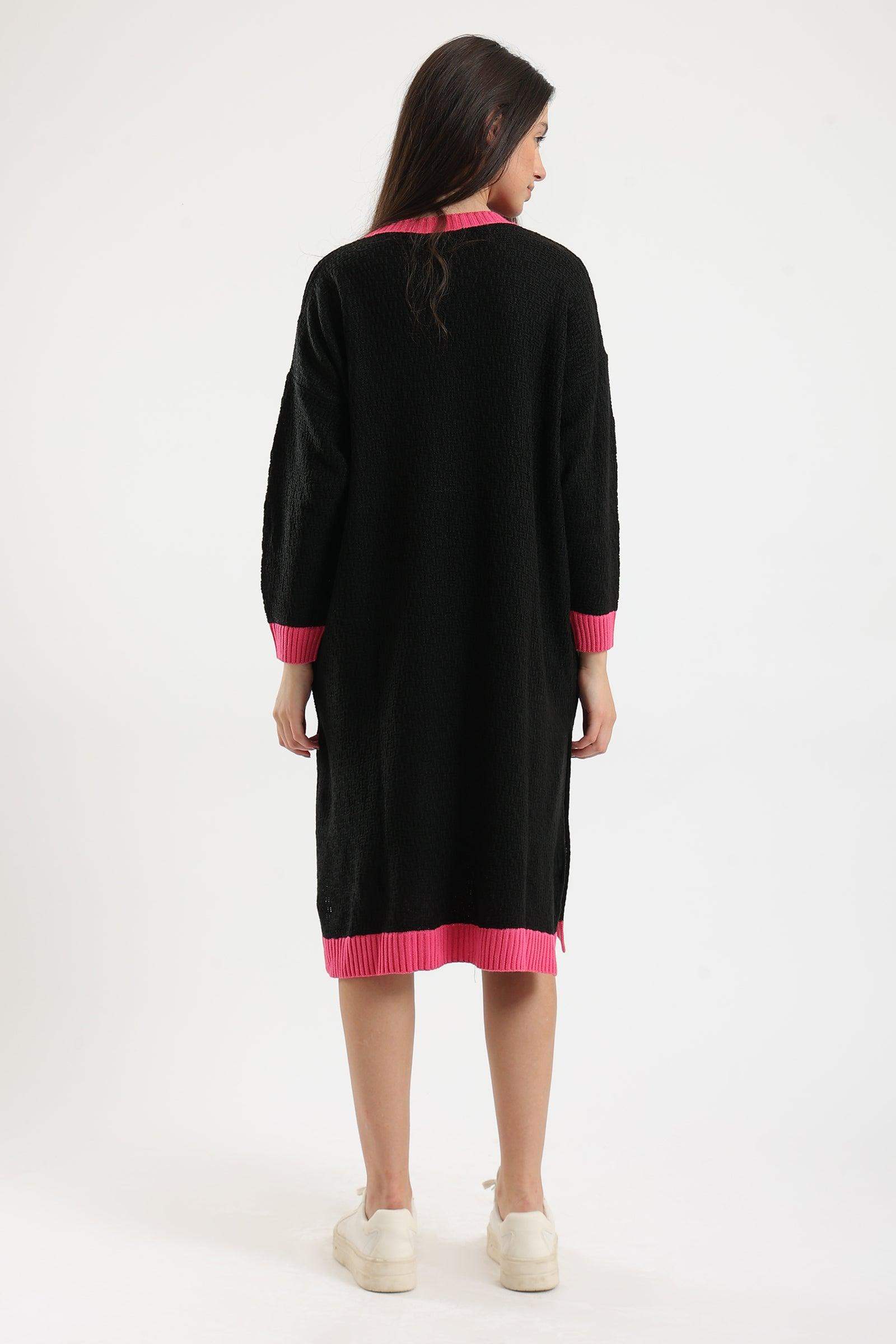 Pink Trim Wool Dress - Carina - كارينا